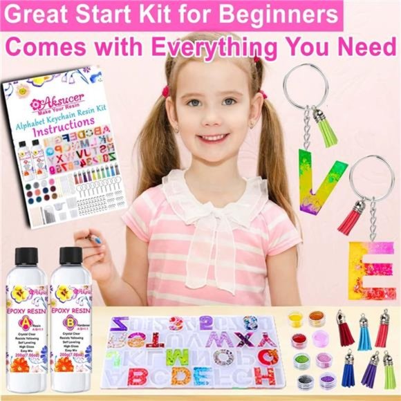 Alphabet Keychain Resin Mold SiliconeKit 208Pcs for EpoxyResin Casting Beginners - Picture 5 of 7